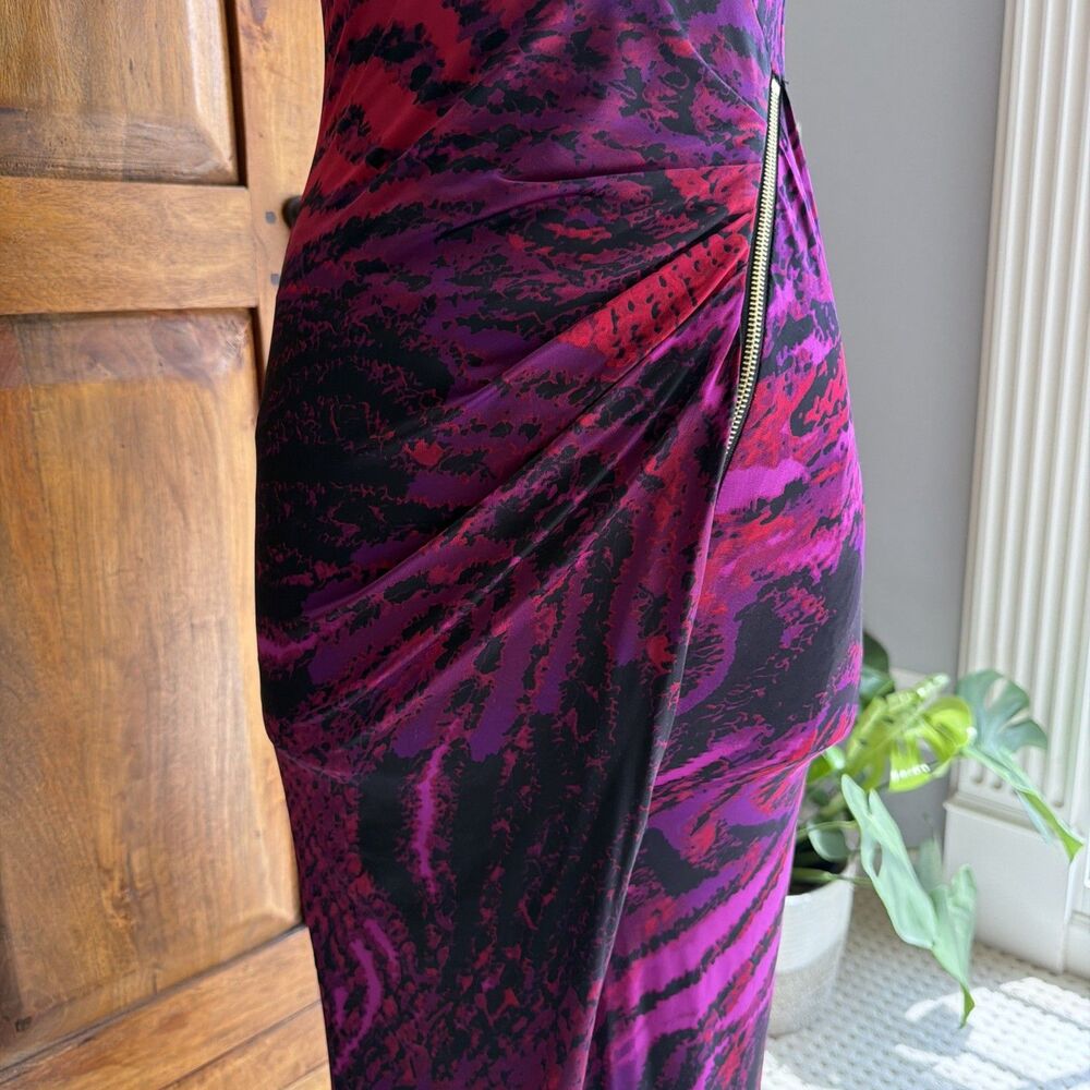 Vintage Y2K Cache Bodycon Bold Animal Print High Zippered Leg Maxi Dress Size XS - Picture 4 of 8